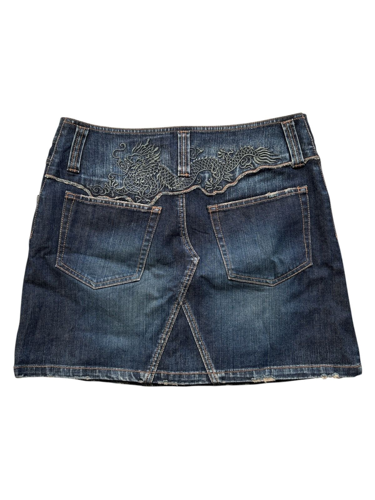 Vivienne Tam Y2K Dragon Embroidered Denim Mini Skirt Size 30" / US 8 / IT 44 - 1 Thumbnail