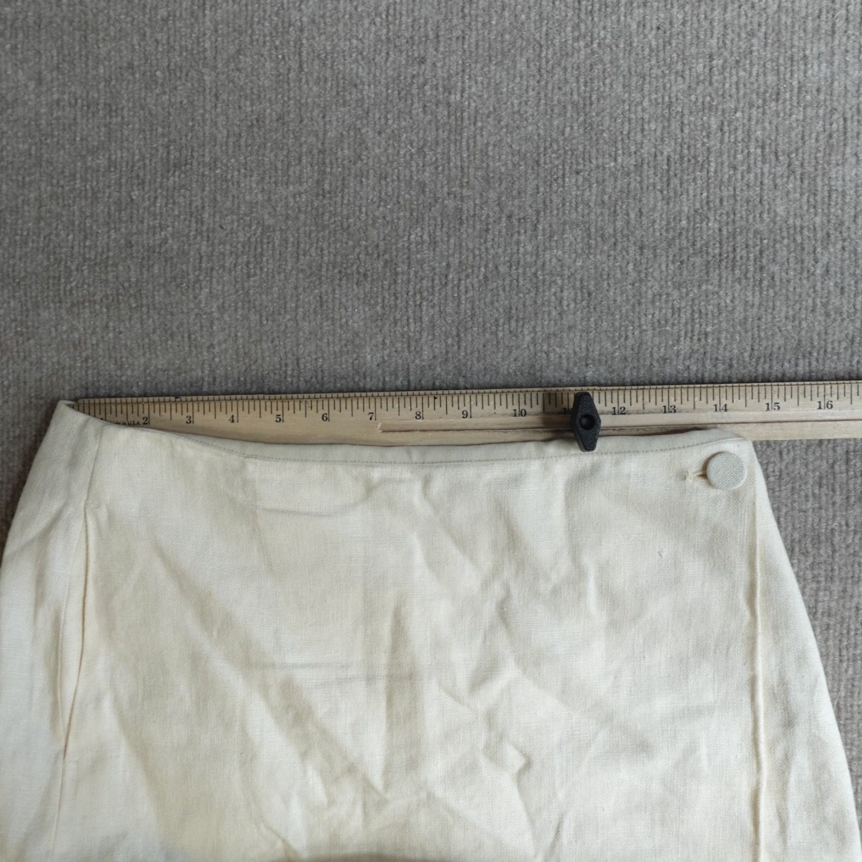 Tory Burch Skirt Womens 4 Ivory Linen Embroidered Faux Wrap Short Pockets 100% Linen