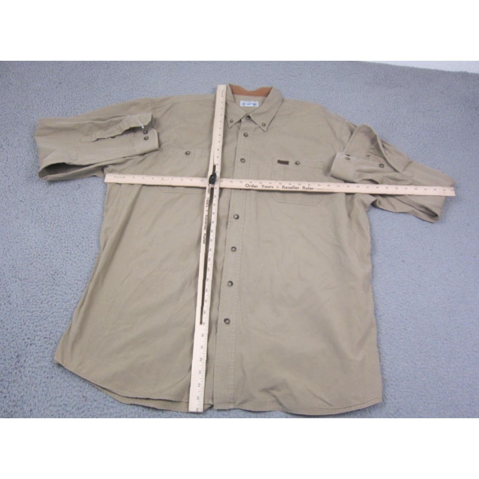 Carhartt VINTAGE Carhartt Shirt Mens 2XLT 2XLT Tall Brown Canvas Workwear Western Button-Up Long Sleeve Size US XXL / EU 58 / 5 - 5 Thumbnail