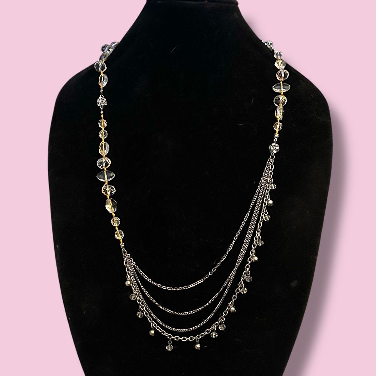 Loft Loft clear bead and multi chain long swag necklace Size ONE SIZE - 1 Thumbnail
