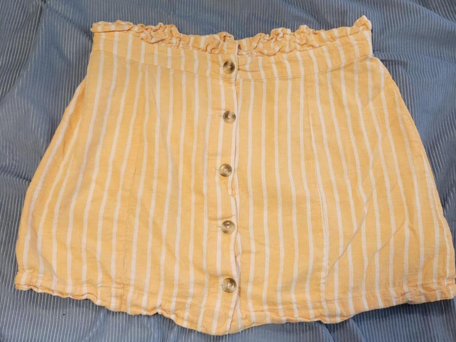 What Goes Around Comes Around Abound Yellow and White Striped Button-Front Skirt Size 36" / US 14 / IT 50 - 1 Thumbnail