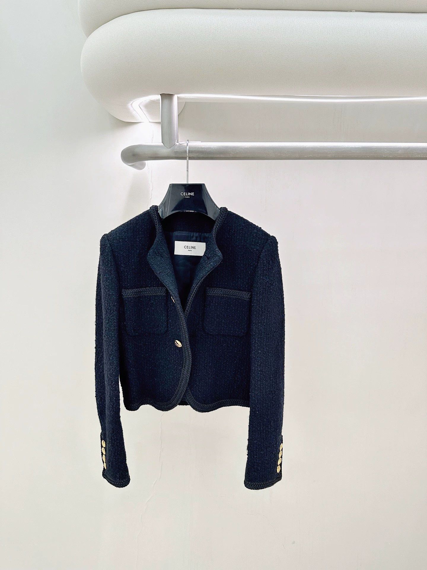 Celine Vintage Black Gold Hardware Jacket Size 34