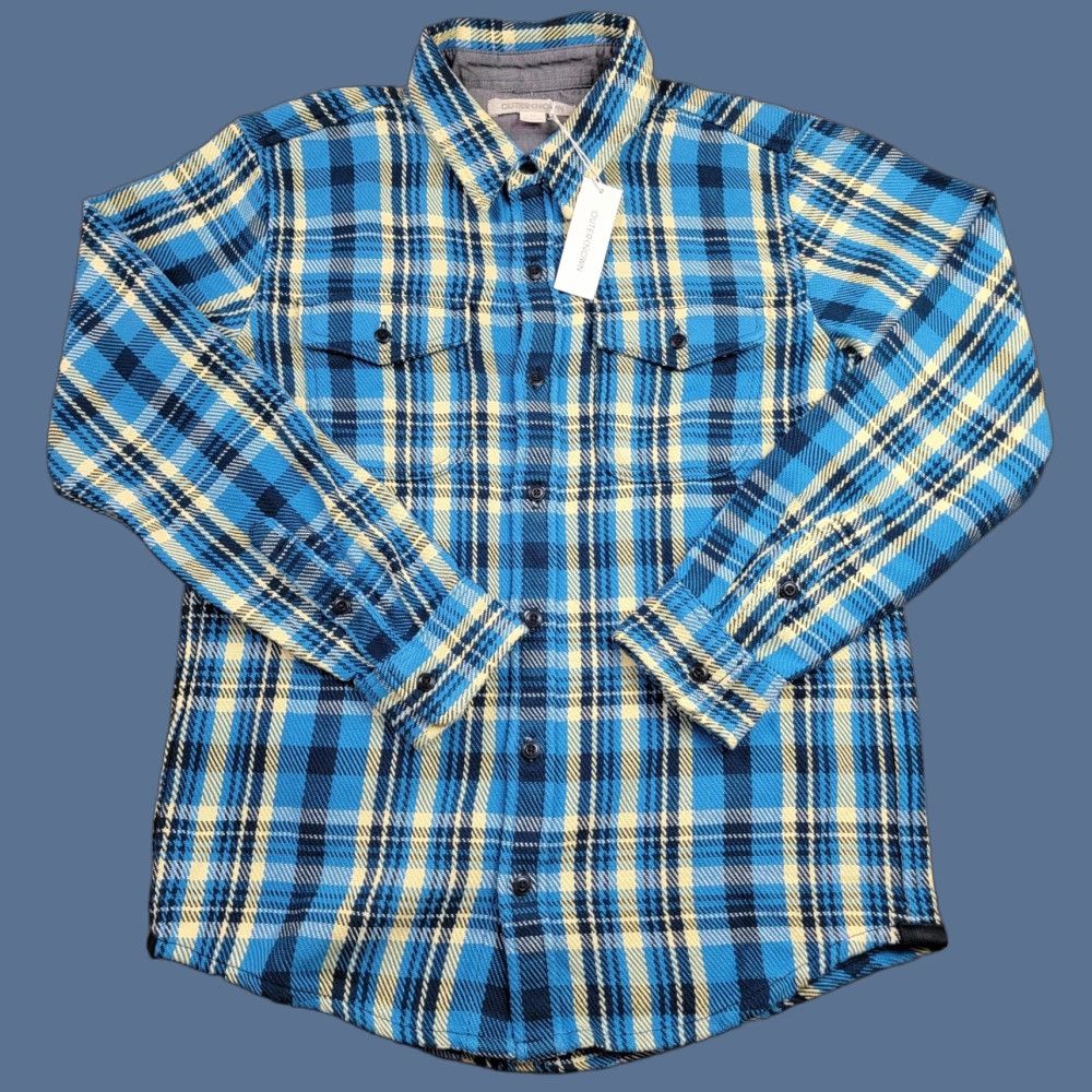 Outerknown Outerknown Shirt Mens Small Blue Yellow Plaid Blanket Flannel Organic Cotton Button-Up Casual Workwear Size US S / EU 44-46 / 1 - 1 Thumbnail