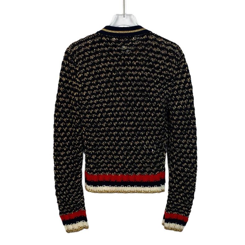 Gucci Gucci Color-blocking pearl buckle striped knitted cardigan Size US M / EU 48-50 / 2 - 2 Thumbnail