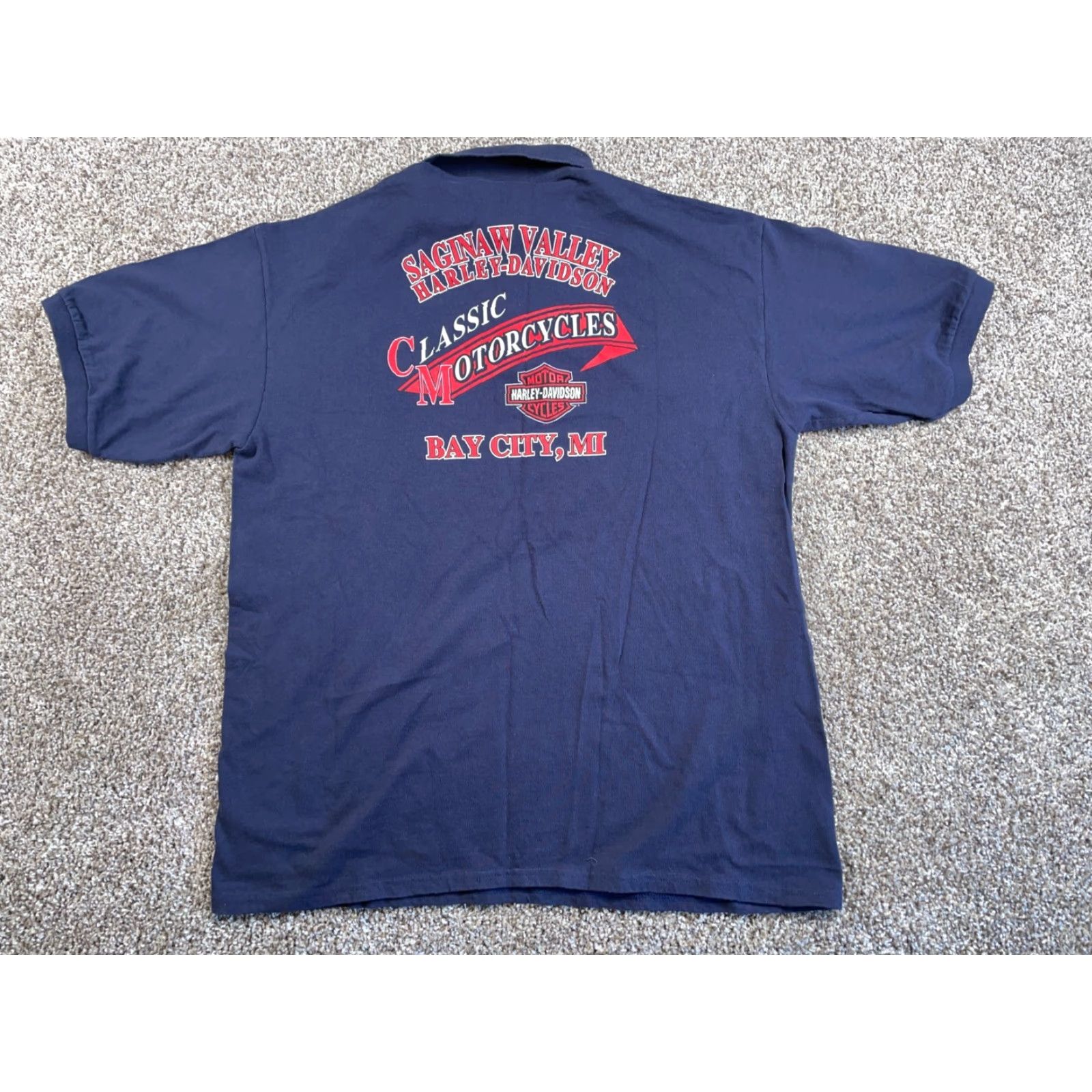 Harley Davidson VINTAGE Harley-Davidson Pocket Polo Shirt Adult XL Dark Blue Biker 2001 Mens Size US XL / EU 56 / 4 - 2 Thumbnail