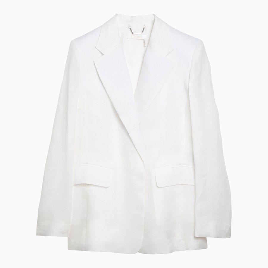 Chloe o1d2blof0824 Single-breasted Jacket in White Size M / US 6-8 / IT 42-44 - 1 Thumbnail
