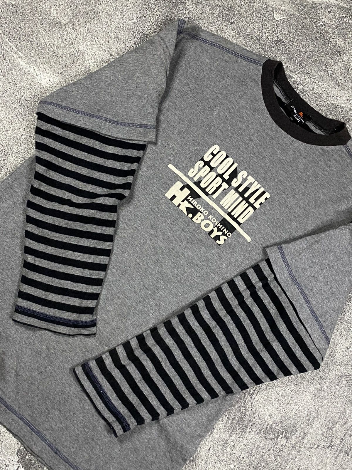Le Grande Bleu (L.G.B.) Y2k Hiroko koshino boys cool style double layer stripe tee Size US M / EU 48-50 / 2 - 3 Thumbnail