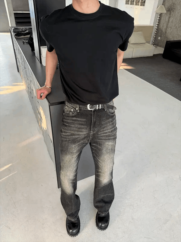 Jean Hirosue x Chiba Black Washed Wide Leg Jeans Size US 32 / EU 48 - 6 Thumbnail