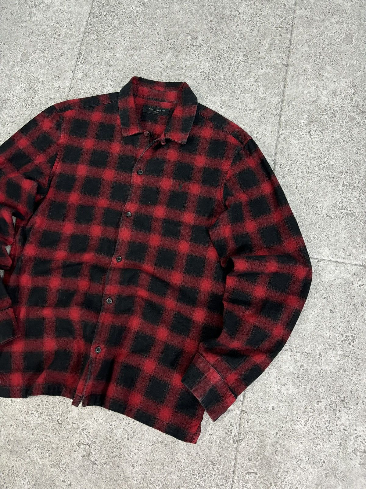 Allsaints × Japanese Brand × Vintage Allsaints Flannel Plaid Shirt Jacket Overshirt Old Money 00s Size US M / EU 48-50 / 2 - 2 Thumbnail