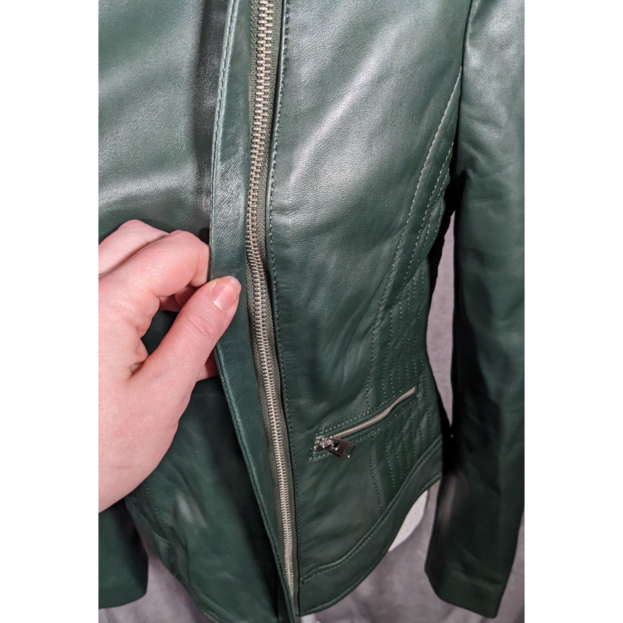 Other Corbani Green Quilted Shoulder Genuine Leather Moto Jacket S Size M / US 6-8 / IT 42-44 - 8 Thumbnail