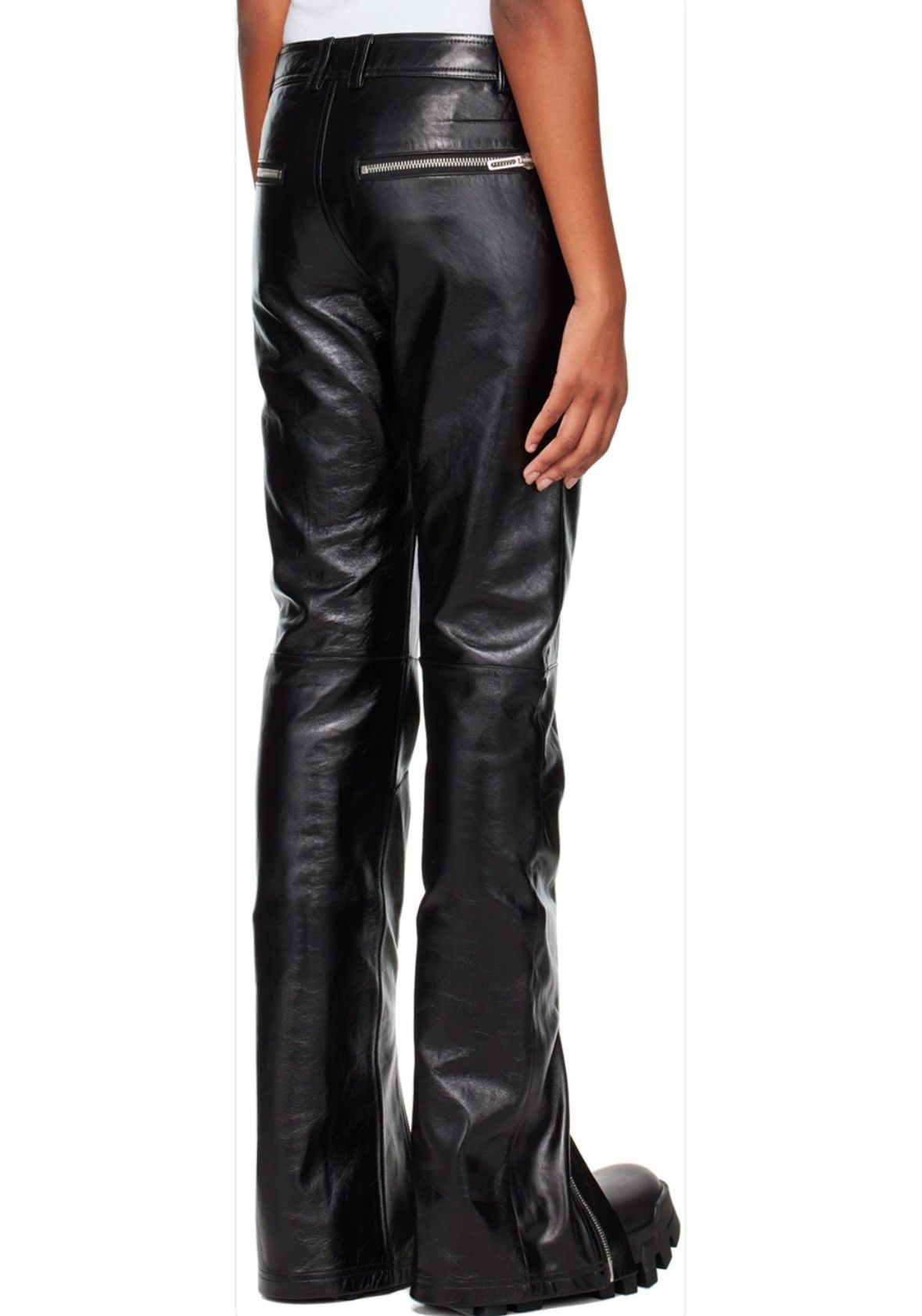 032c Black leather trousers with frontal zipper Size US 31 - 4 Thumbnail