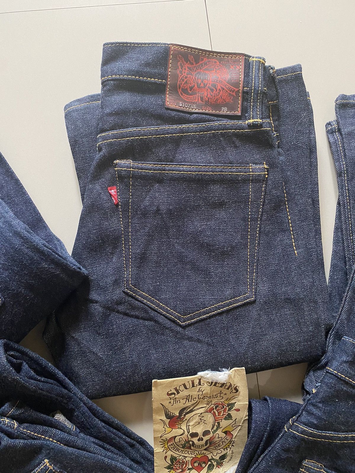 Japanese Brand Brand New Old Stock Skull Jeans by Alchemist Denim Size 28 Size US 29 - 6 Thumbnail