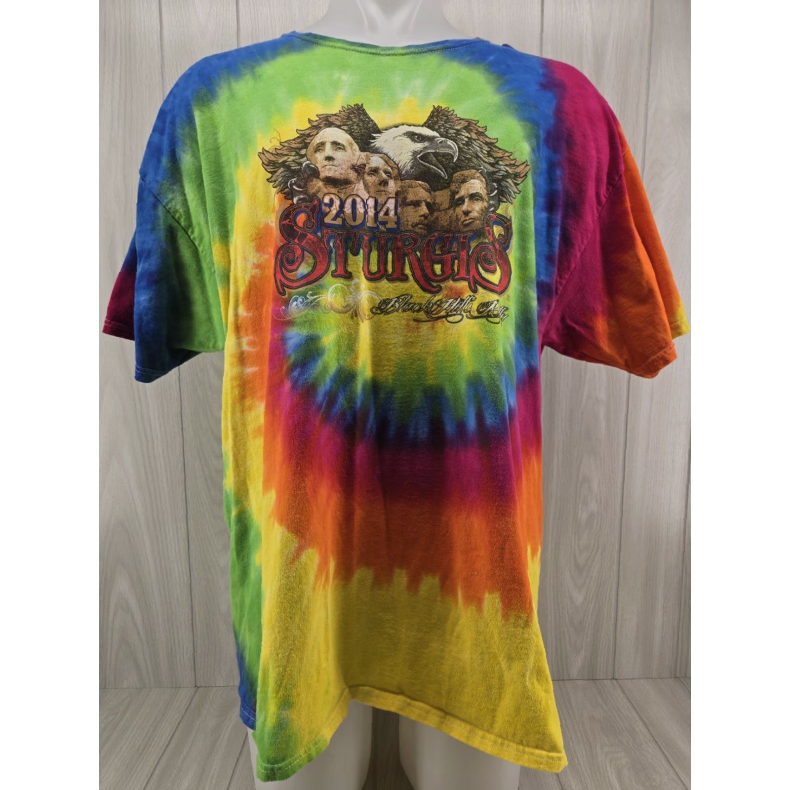 Hanes Sturgis 2014 Tie Dye 2XL T-Shirt Motorcycle Rally Double Sided Mens Size US XXL / EU 58 / 5 - 3 Thumbnail