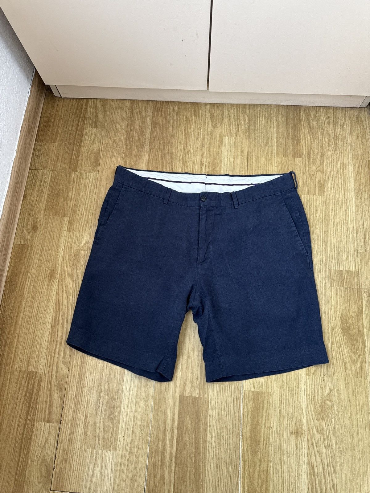 Ralph Lauren Purple Label Polo Ralph Lauren Purple Label Navy Linen Shorts Blanc Size US 36 / EU 52 - 1 Thumbnail