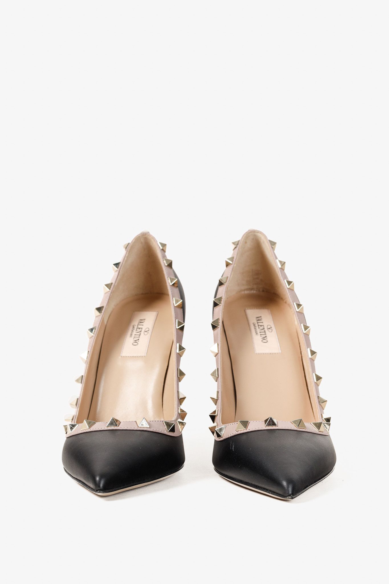 Valentino Valentino Garavani Rockstud 100mm Black Poudre Pink Pumps Size US 8 / IT 38 - 2 Thumbnail