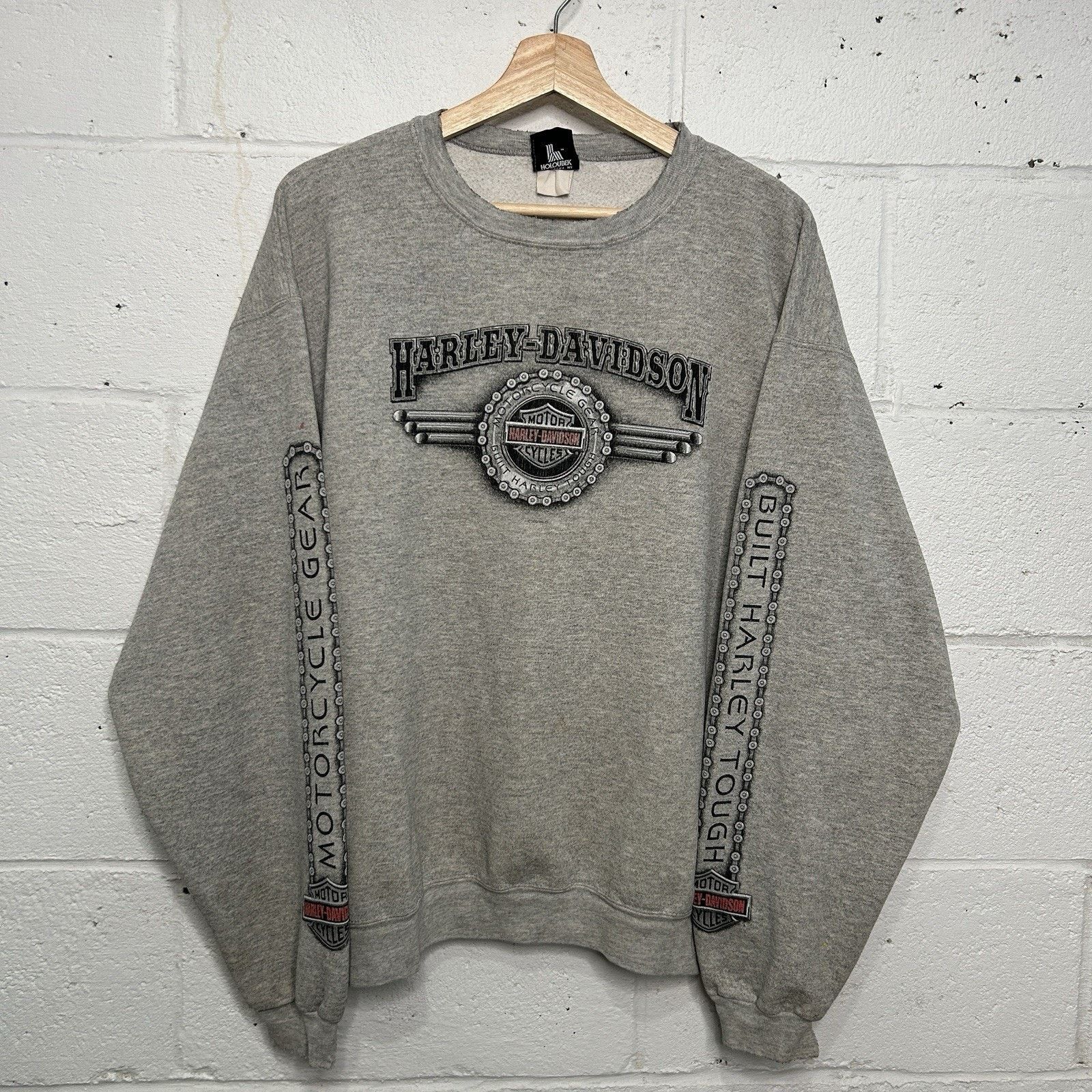 Harley Davidson Vintage Harley-Davidson Crewneck Chains Sleeve-Hit “Grey” Size US L / EU 52-54 / 3 - 1 Thumbnail