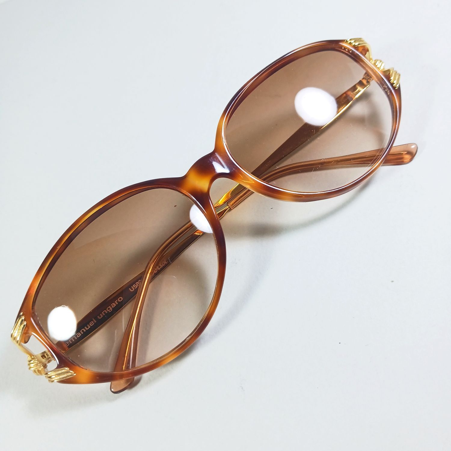 Emanuel Ungaro × Persol Emanuel Ungaro U580 Havana Brown/Gold Sunglasses Persol Made Size ONE SIZE - 4 Thumbnail