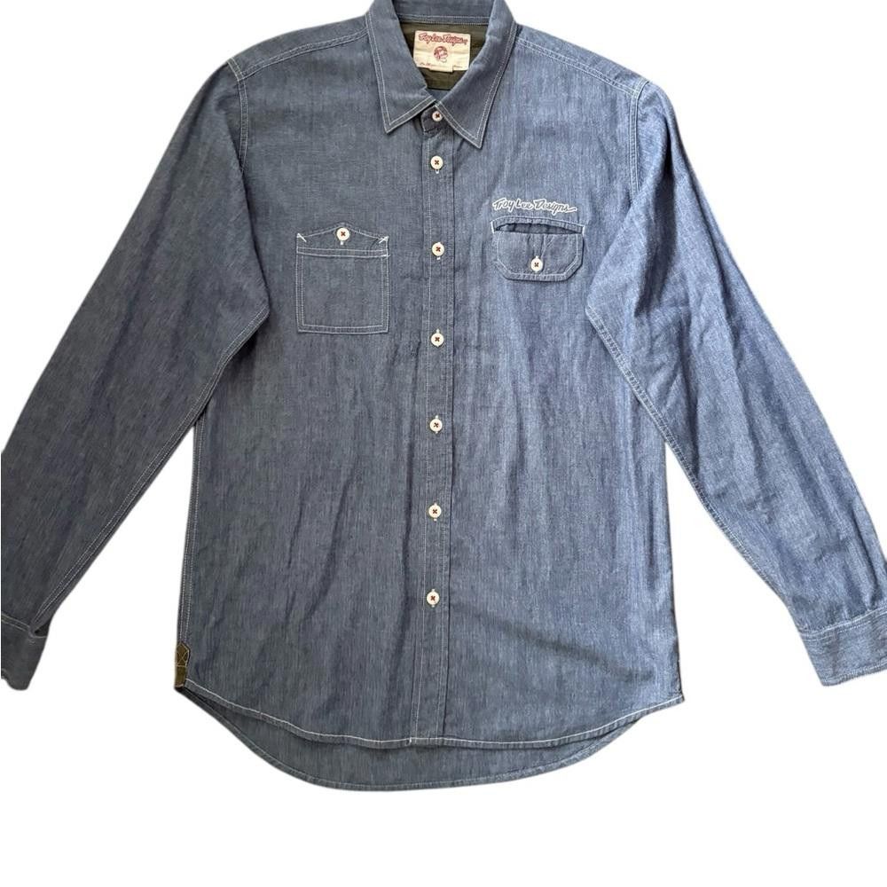 Designer Troy Lee Designs Cotton Button Down Shirt Blue Size Large Size US L / EU 52-54 / 3 - 2 Thumbnail