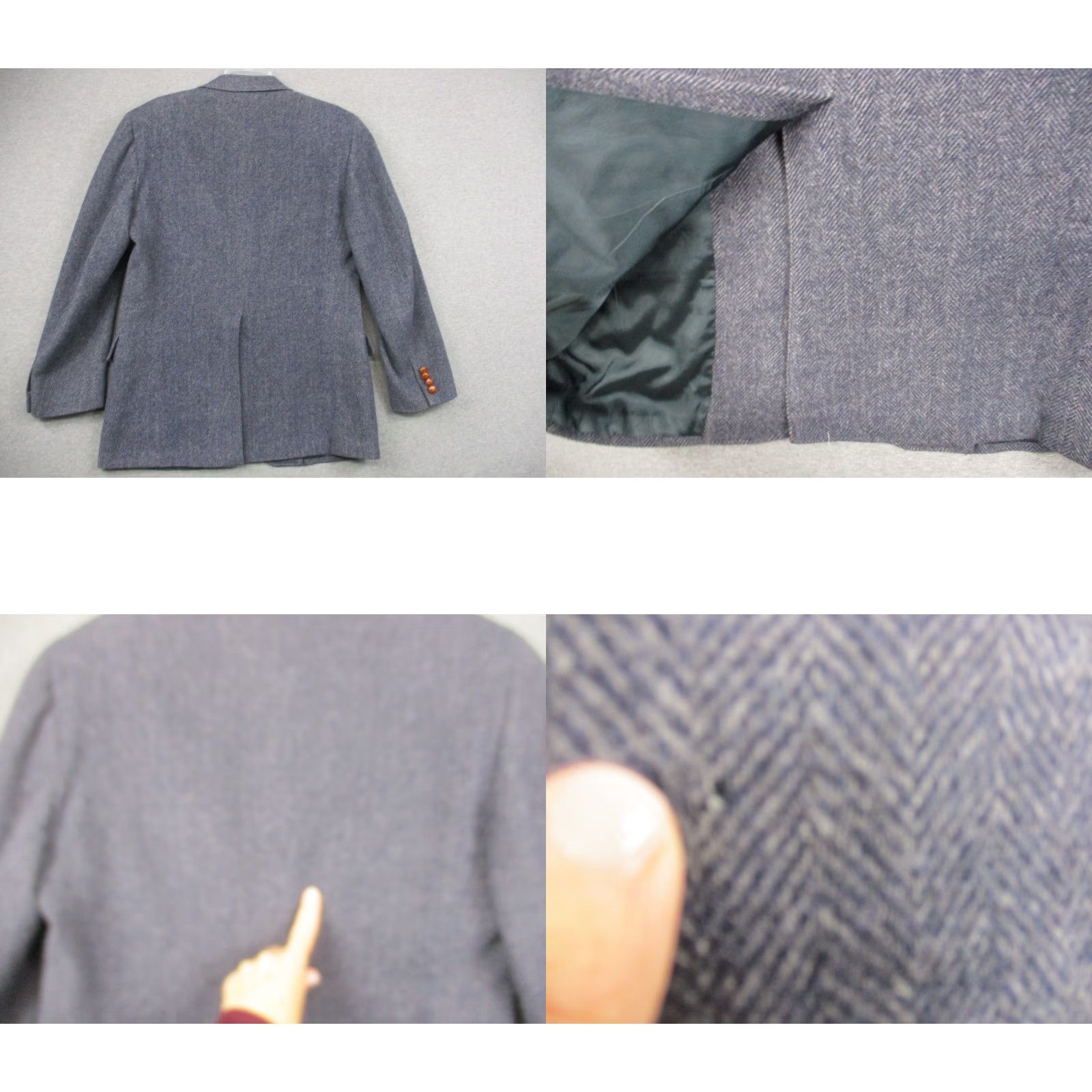 Pendleton Pendleton Blazer Sport Coat Jacket 42 Blue Gray Wool Herringbone Tweed Notch Long Single-Breasted Mens Vintage 42 Big & Tall Size 42R - 9 Thumbnail