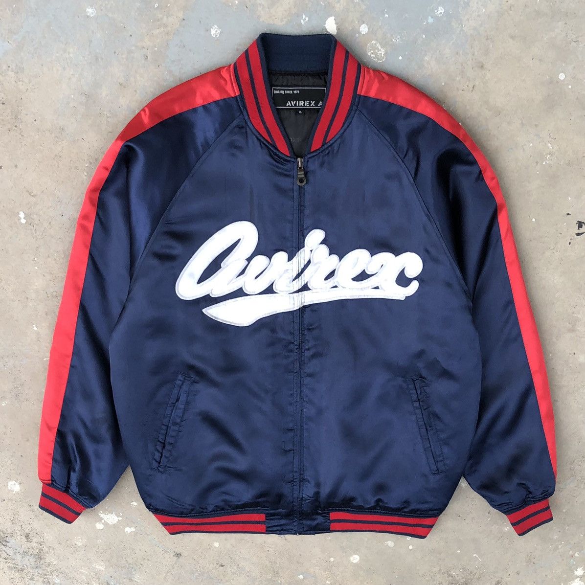 Avirex Vintage Avirex USA Signature Spell Out Satin Varsity Jacket Size US XL / EU 56 / 4 - 1 Thumbnail
