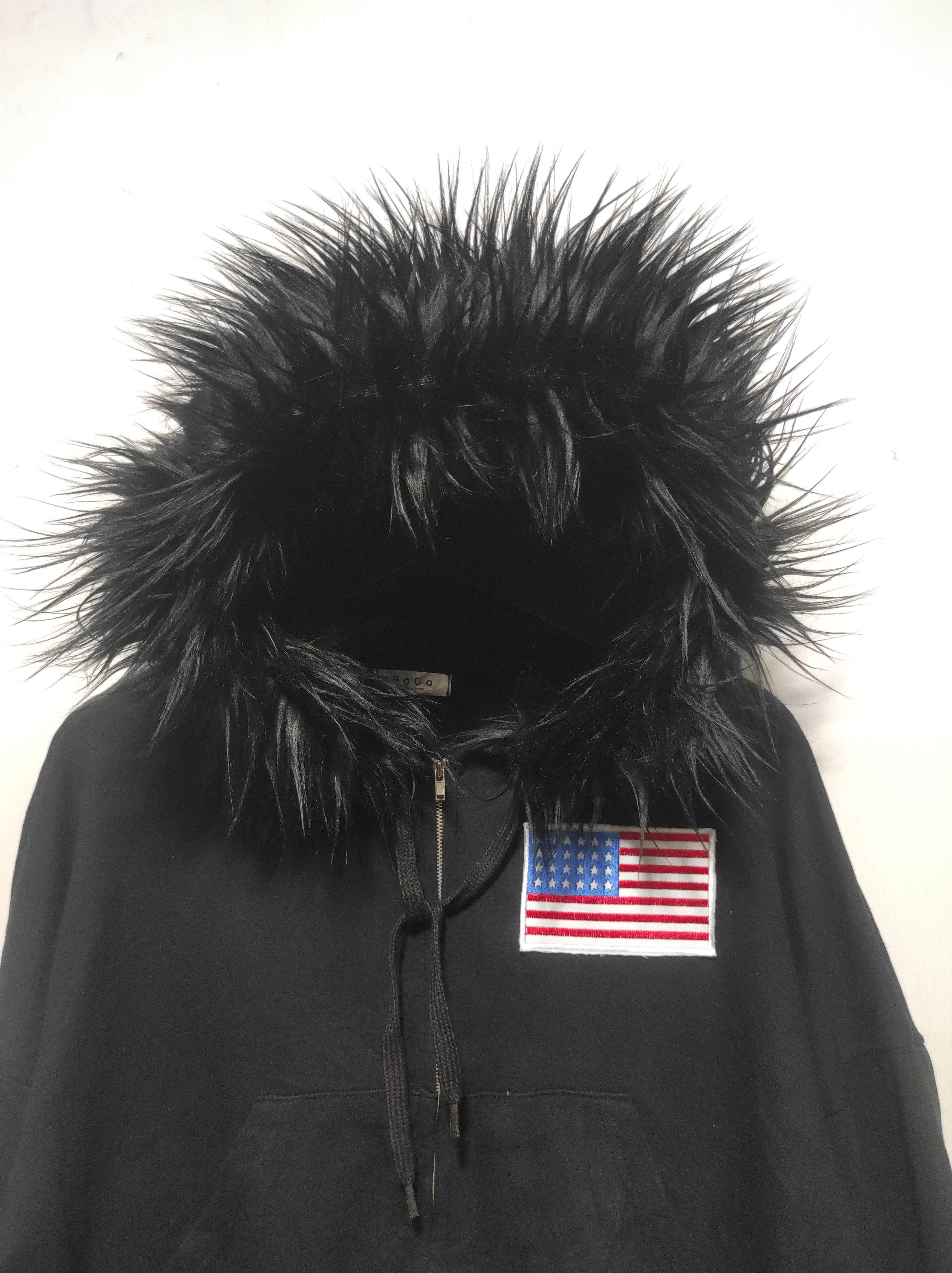 Hysteric Glamour Roco Black Crop USA Flag Zip Fur Hoodie if6was9 LGB style Size M / US 6-8 / IT 42-44 - 3 Thumbnail