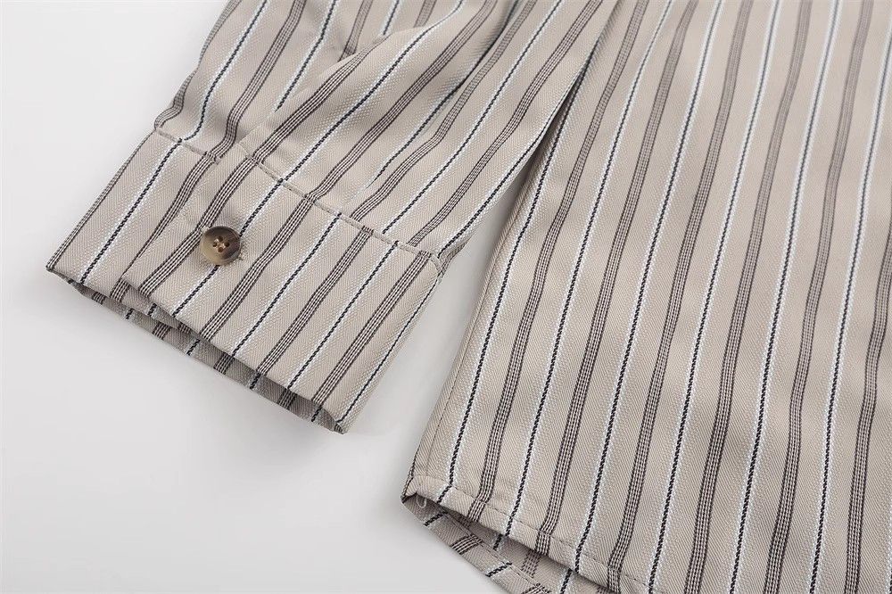 Japanese Brand × Vintage Japanese retro men's handsome long-sleeved striped shirt Size US M / EU 48-50 / 2 - 5 Thumbnail