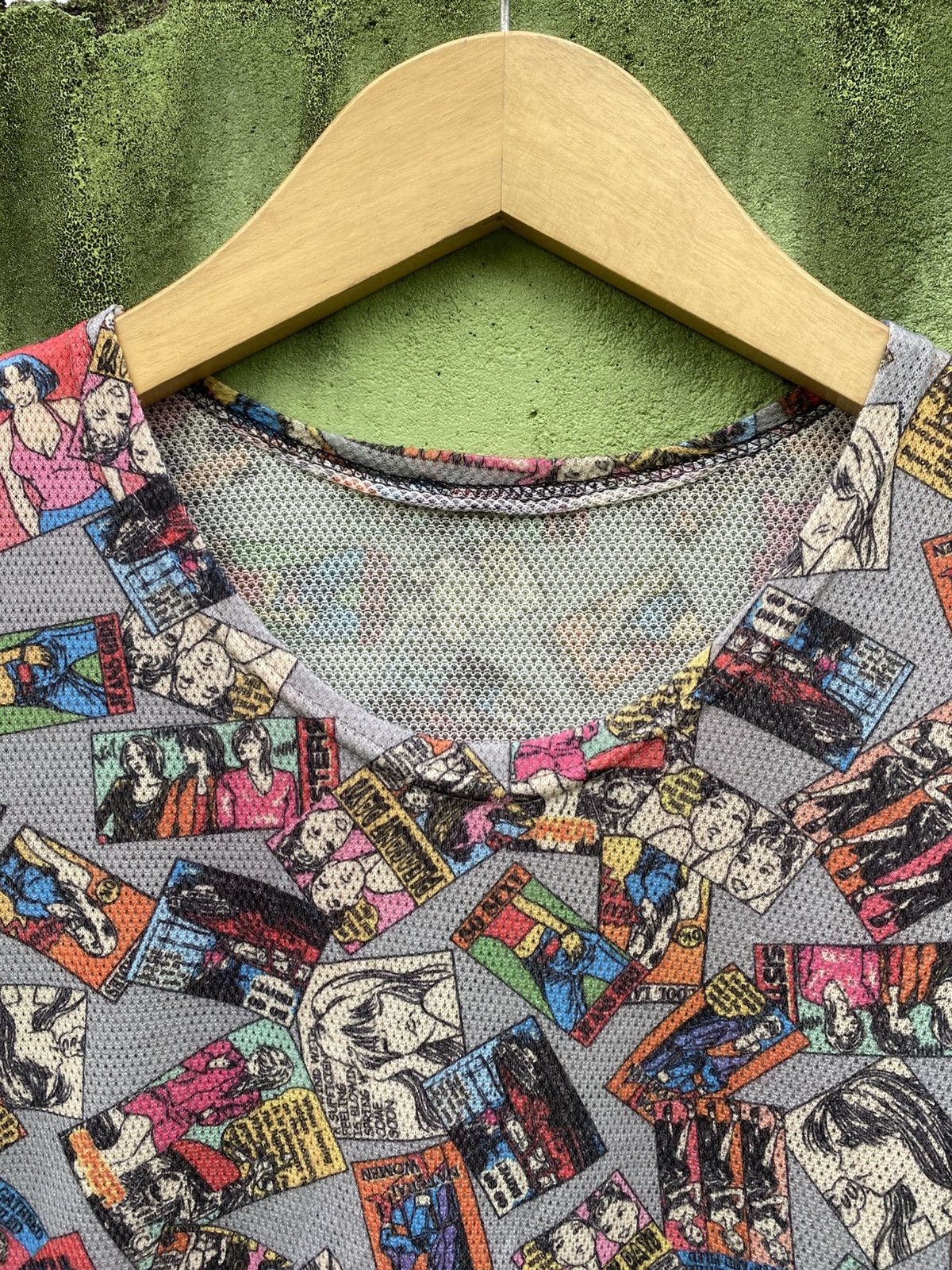 Japanese Brand Vintage Comic All-Over Print Mesh Tee Y2K Pop Art Collage Size ONE SIZE - 3 Thumbnail
