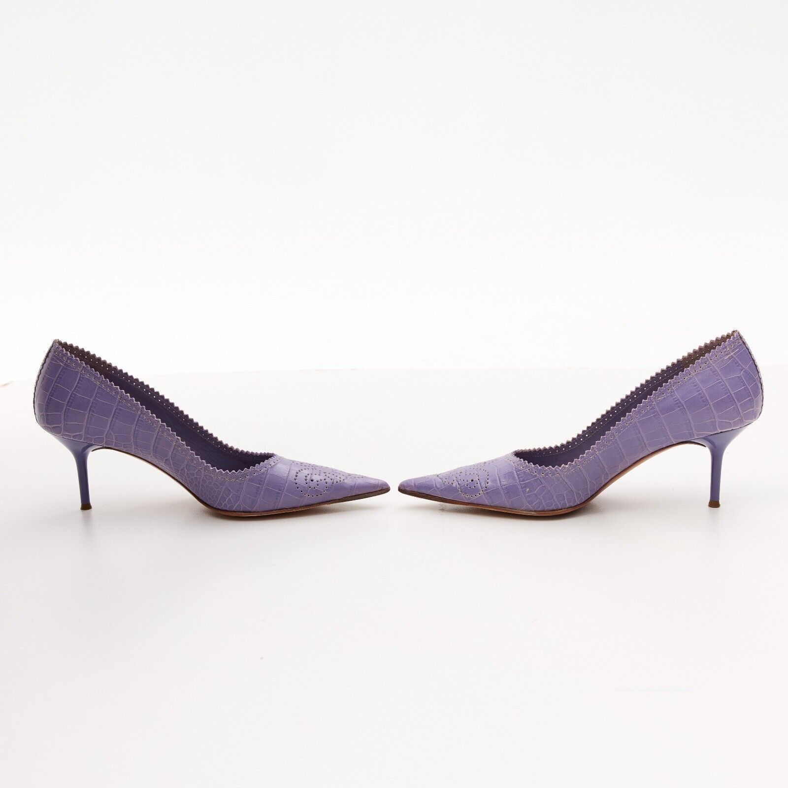 Rene Caovilla Rene Caovilla Purple Leather Stiletto Heel Pumps Size US 6.5 / IT 36.5 - 3 Thumbnail