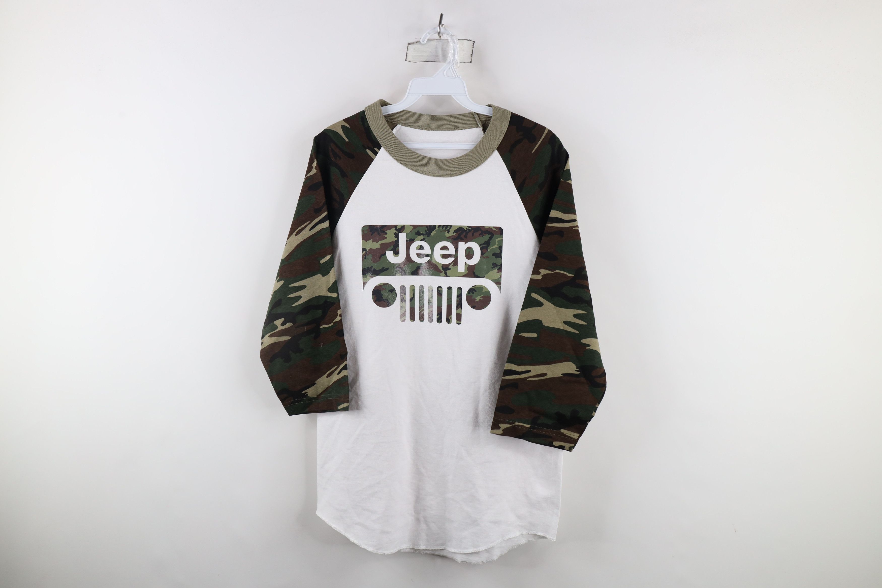 Vintage Vintage 90s Streetwear Jeep Motors Camouflage Raglan T-Shirt Size US S / EU 44-46 / 1 - 1 Thumbnail
