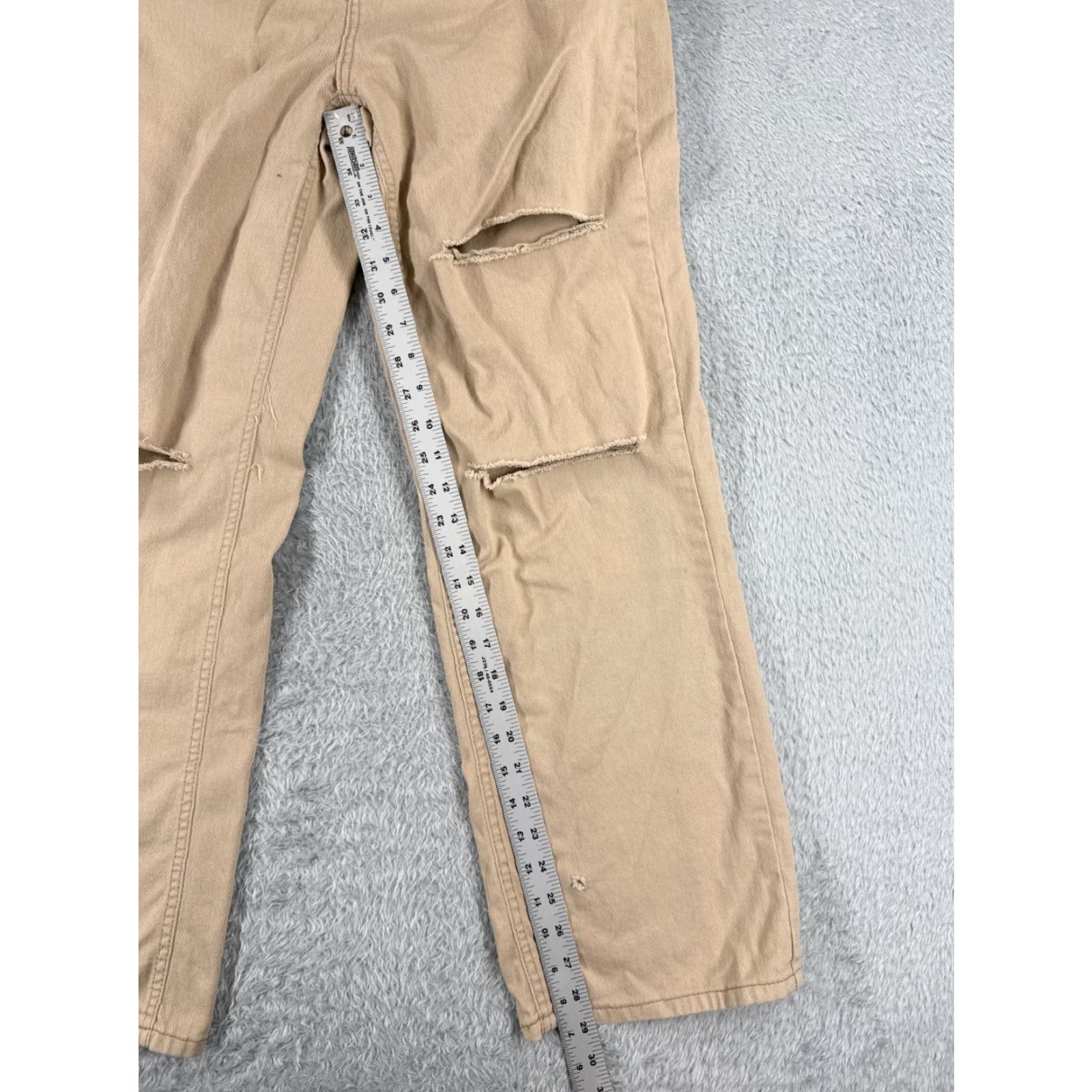 Shein Shein Jeans Womens 6 Beige Denim Wide-Leg Cotton Distressed High Rise 26x29 Regular 5-Pocket Zipper Button USA Style Womens Size 28" / US 6 / IT 42 - 7 Thumbnail