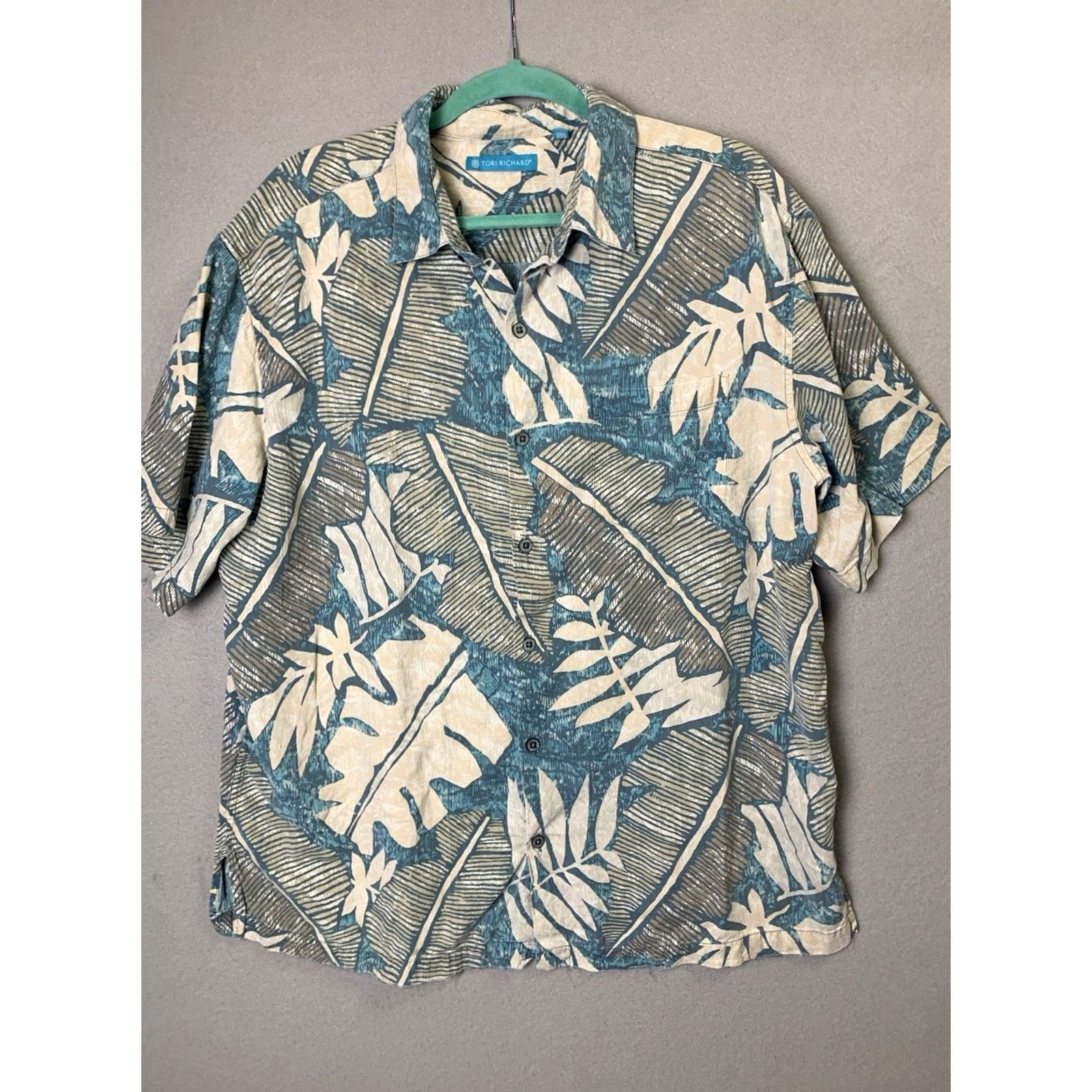 Tori Richard Tori Richard Shirt Men XL Hawaiian Palm Leaves Tropical Vacation Silk Blend Multicolor All Seasons Short Sleeve Button-Up Size US XL / EU 56 / 4 - 2 Thumbnail