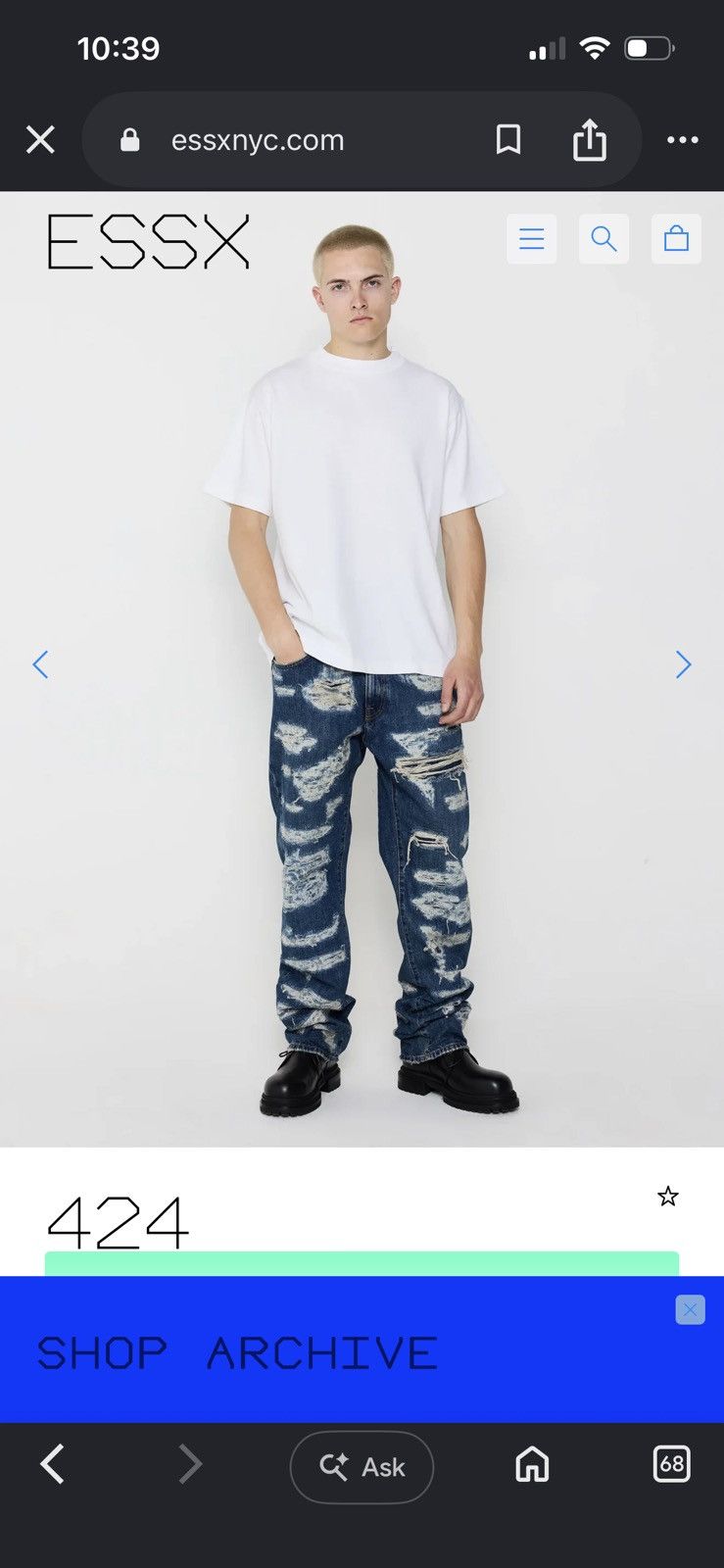 424 Big daddy ripped denim Size US 31 - 12 Thumbnail