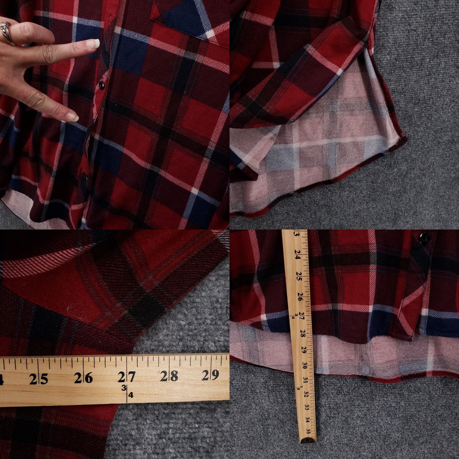 Vintage Rue Shirt Womens 2X XXL Red Plaid Button Up Long Sleeve Polyester Collared Size XXL / US 16-18 / IT 52-54 - 8 Thumbnail