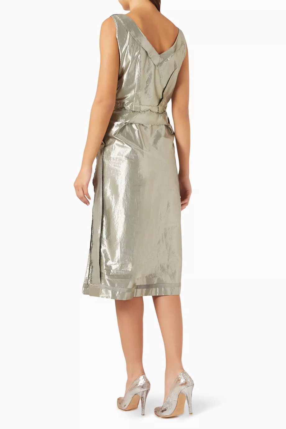 Maison Margiela o1y0625 Midi Dress in Silver Size XS / US 0-2 / IT 36-38 - 3 Thumbnail