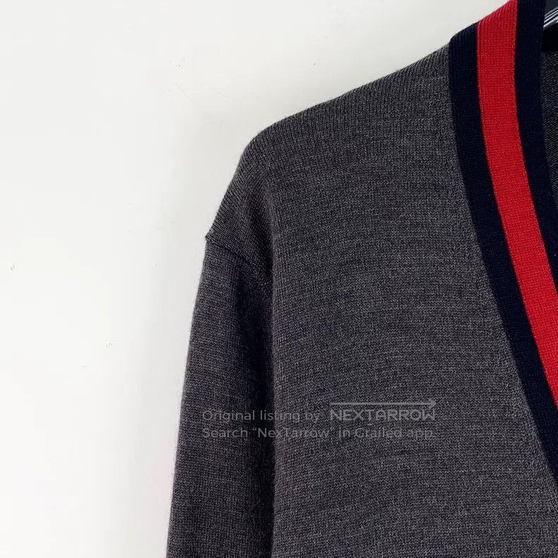 Gucci Gucci Dark gray striped wool V-neck single-breasted long-s Size US L / EU 52-54 / 3 - 3 Thumbnail