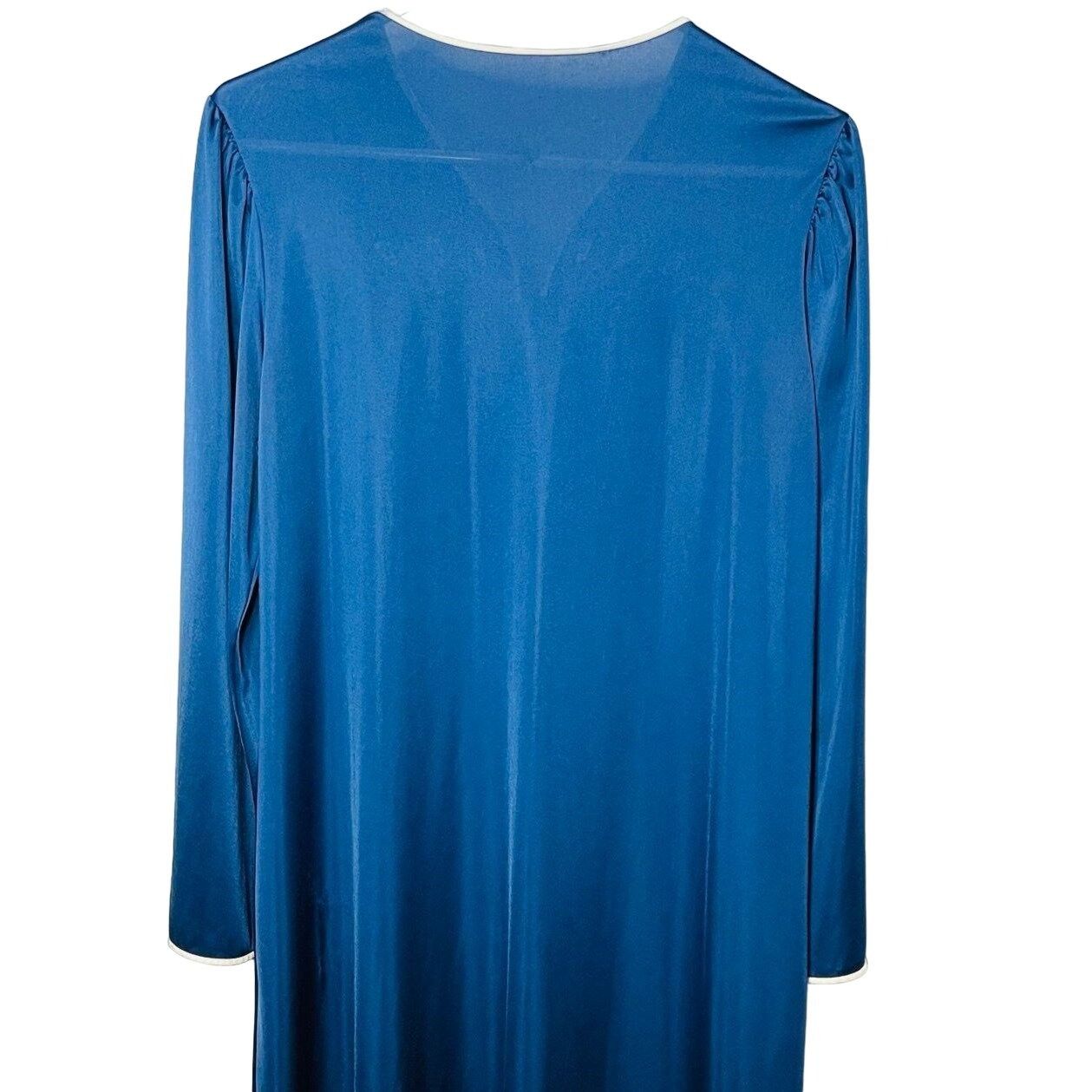 Vintage Shadowline Medium Satin Nightgown House Coat Robe Blue Long Size M / US 6-8 / IT 42-44 - 2 Thumbnail
