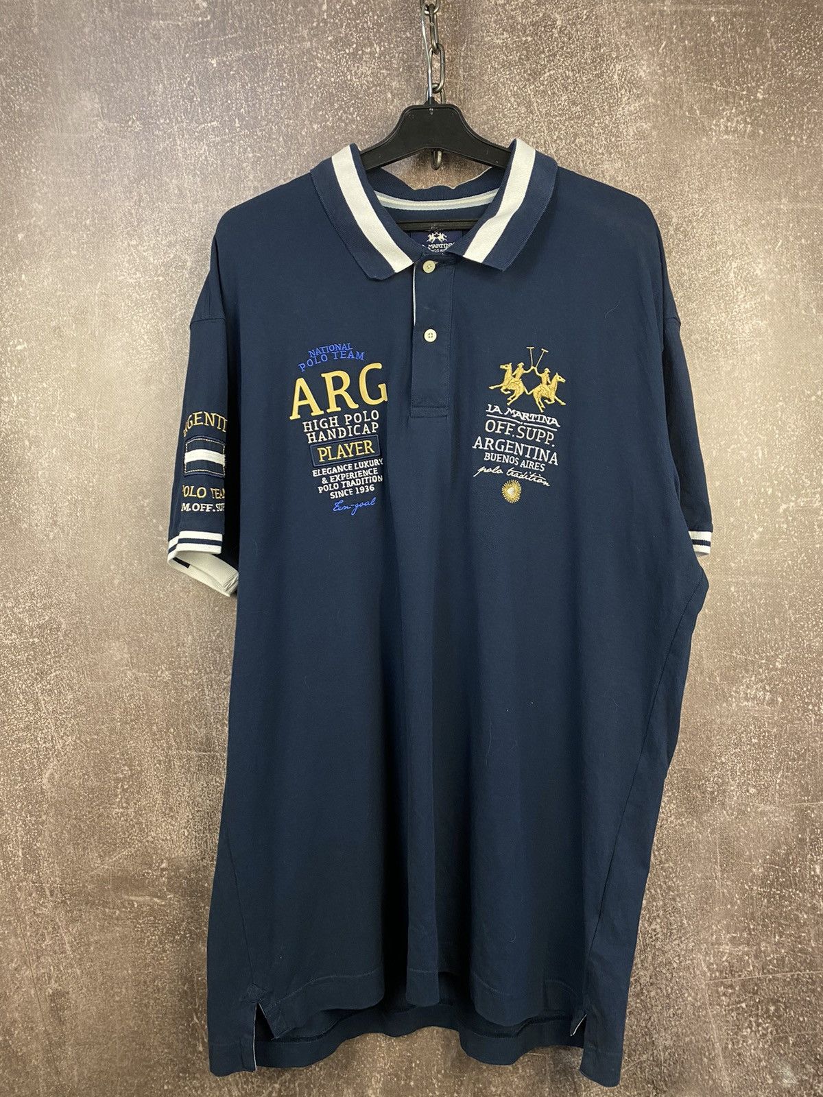 La Martina Vintage La Martina Argentina Flag Graphic Polo Racing Rare Size US XXL / EU 58 / 5 - 1 Thumbnail
