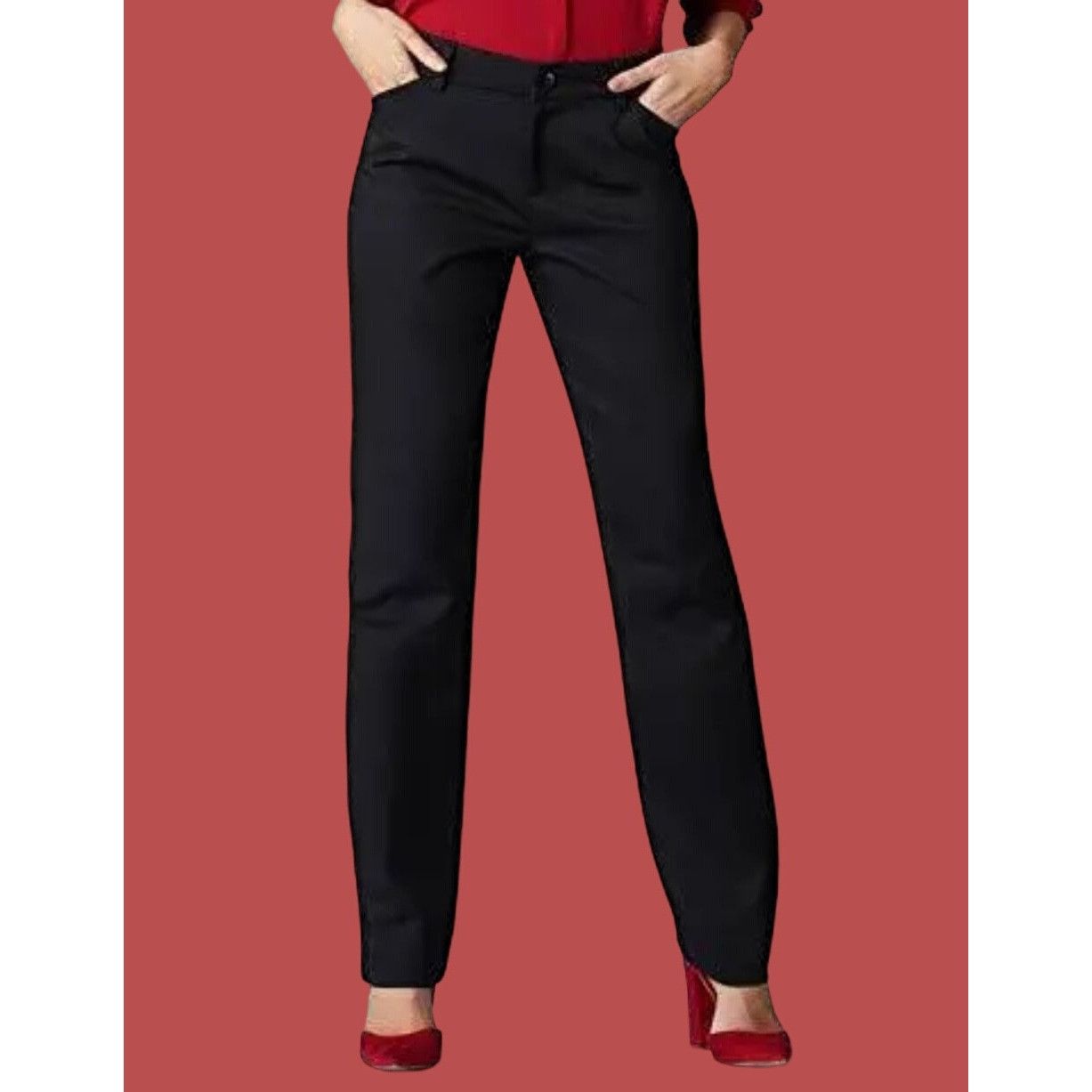 Lee Lee - Women's Wrinkle Free Relaxed Fit Straight Leg Pant - B Size 28" / US 6 / IT 42 - 1 Thumbnail
