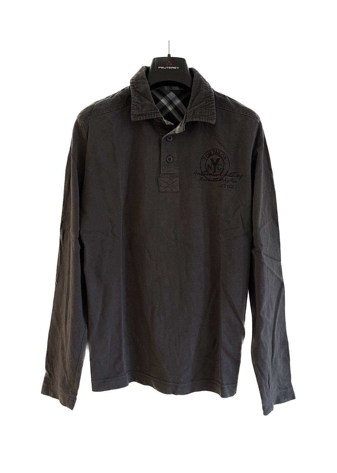Tom Tailor Vintage Tom Tailor Longsleeve Polo Shirt in Grey Size US M / EU 48-50 / 2 - 1 Thumbnail