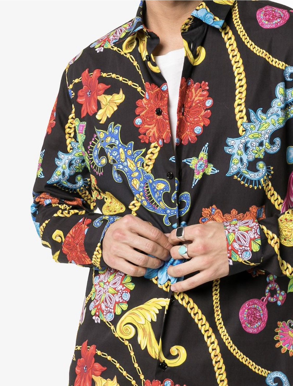 floral chain print shirt collar size39
