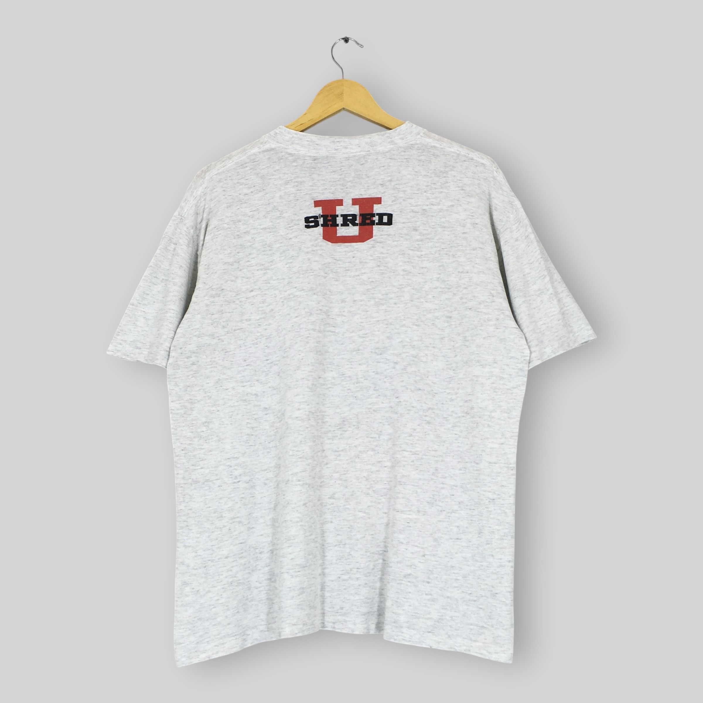 Vintage Vintage 90s SHRED University Gray T Shirt Large Size US L / EU 52-54 / 3 - 6 Thumbnail