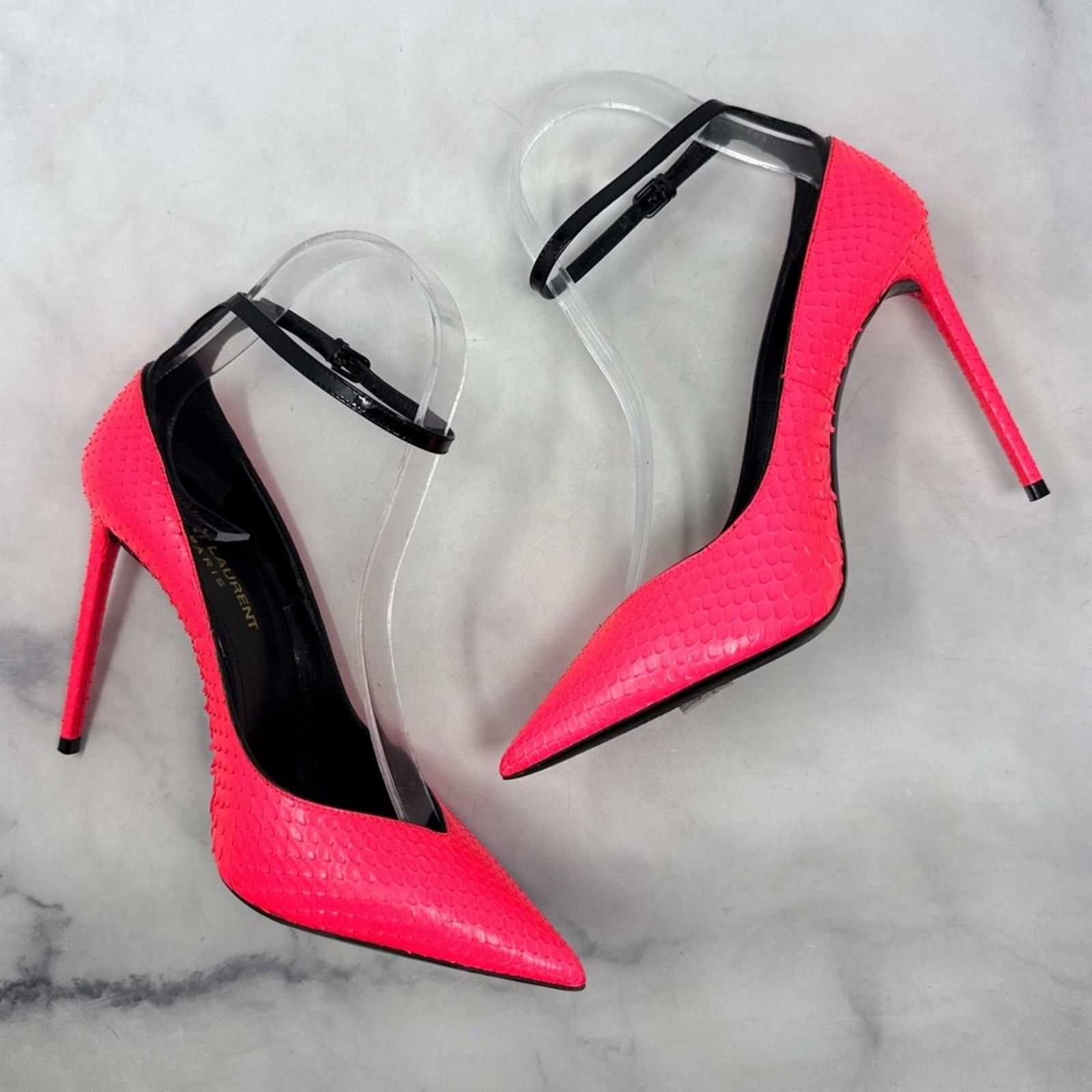 Saint Laurent Paris Saint Laurent Zoe 105 Leather Snakeskin Pointed Toe Heels Size US 6.5 / IT 36.5 - 6 Thumbnail