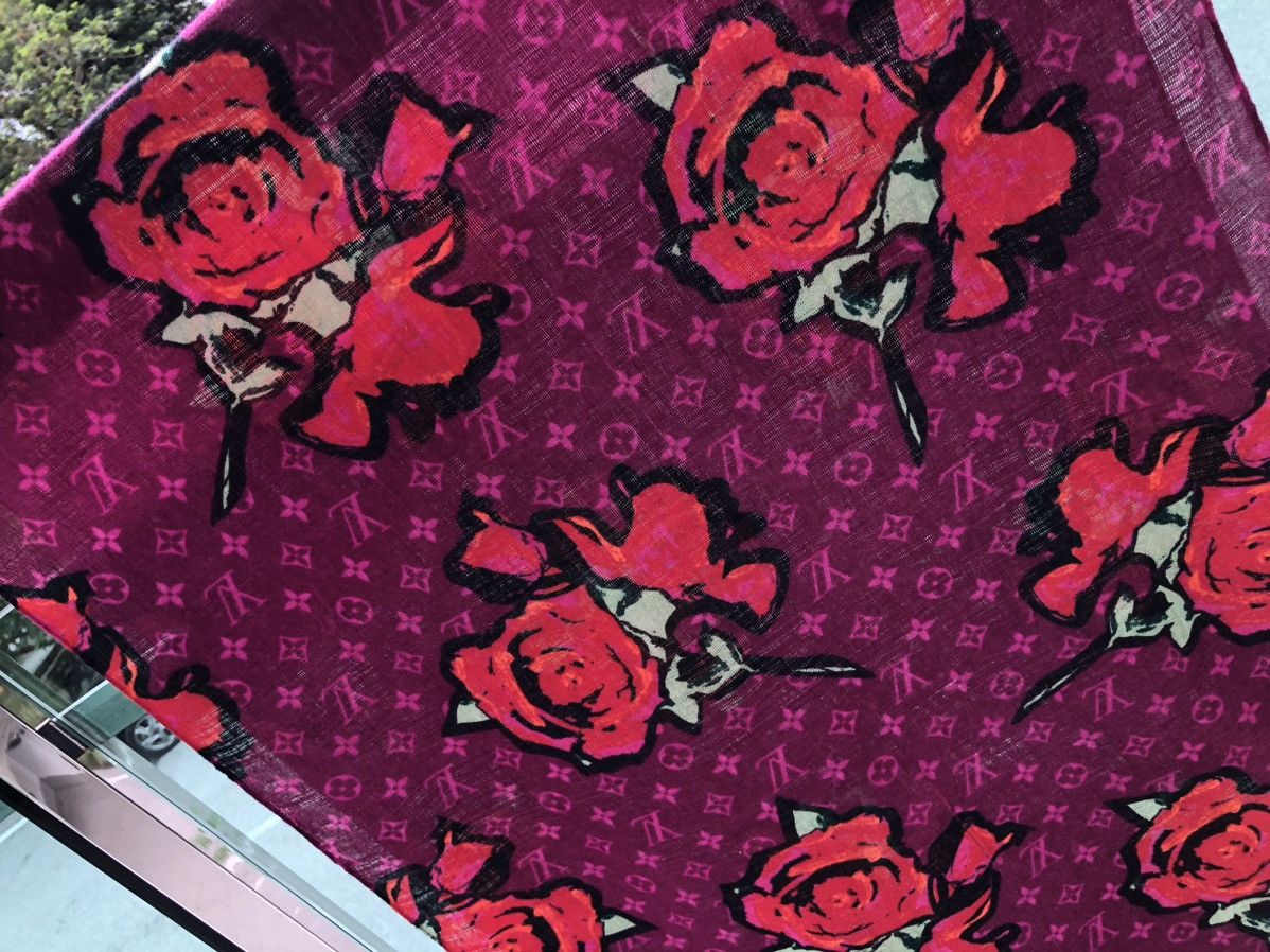 Louis Vuitton Louis Vuitton x Sprouse Wool Roses Graffiti Scarf Size ONE SIZE - 3 Thumbnail