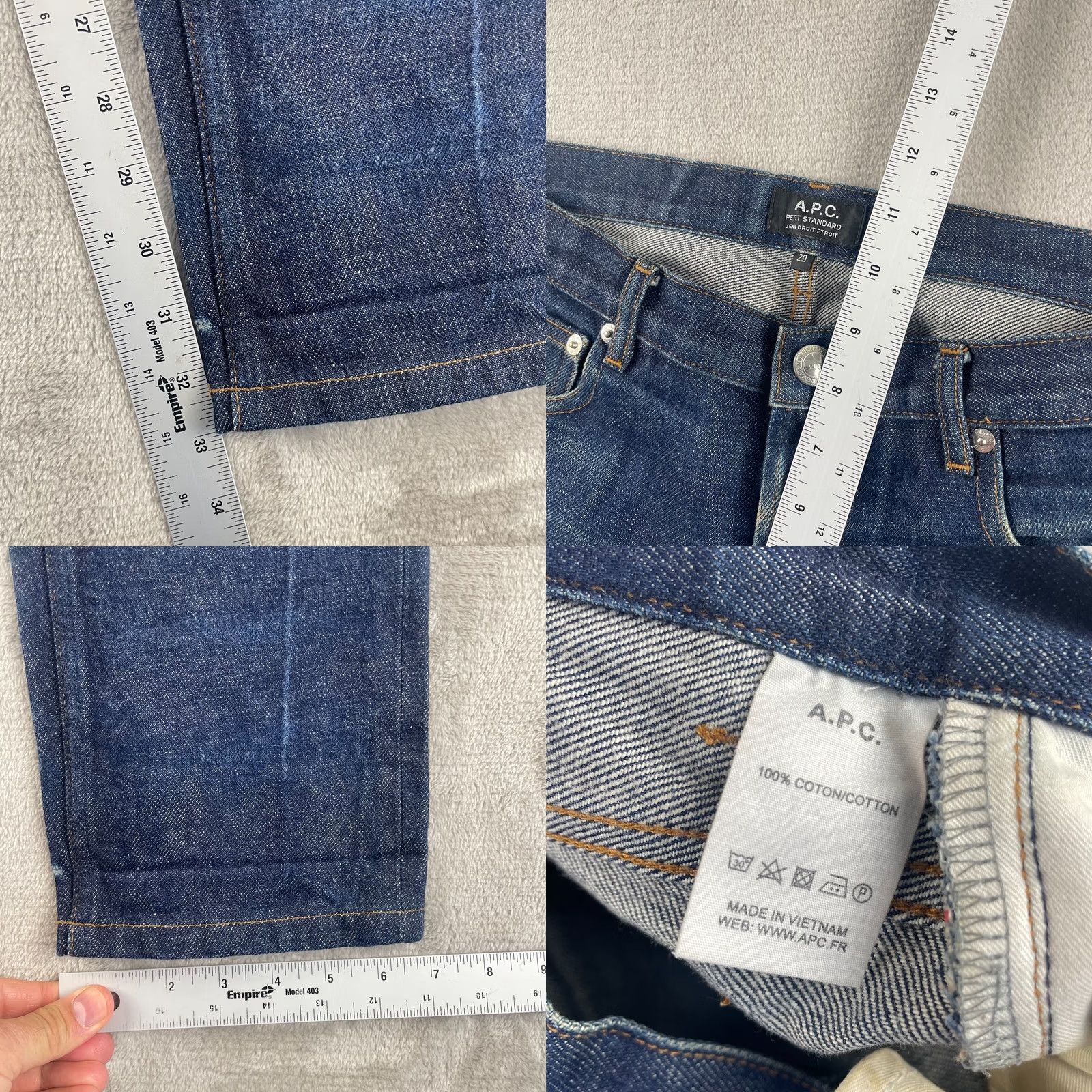 Denime APC Petit Standard Slim Skinny Distressed Selvedge Denim Jeans Mens 29 (30x33) Size US 29 - 8 Thumbnail