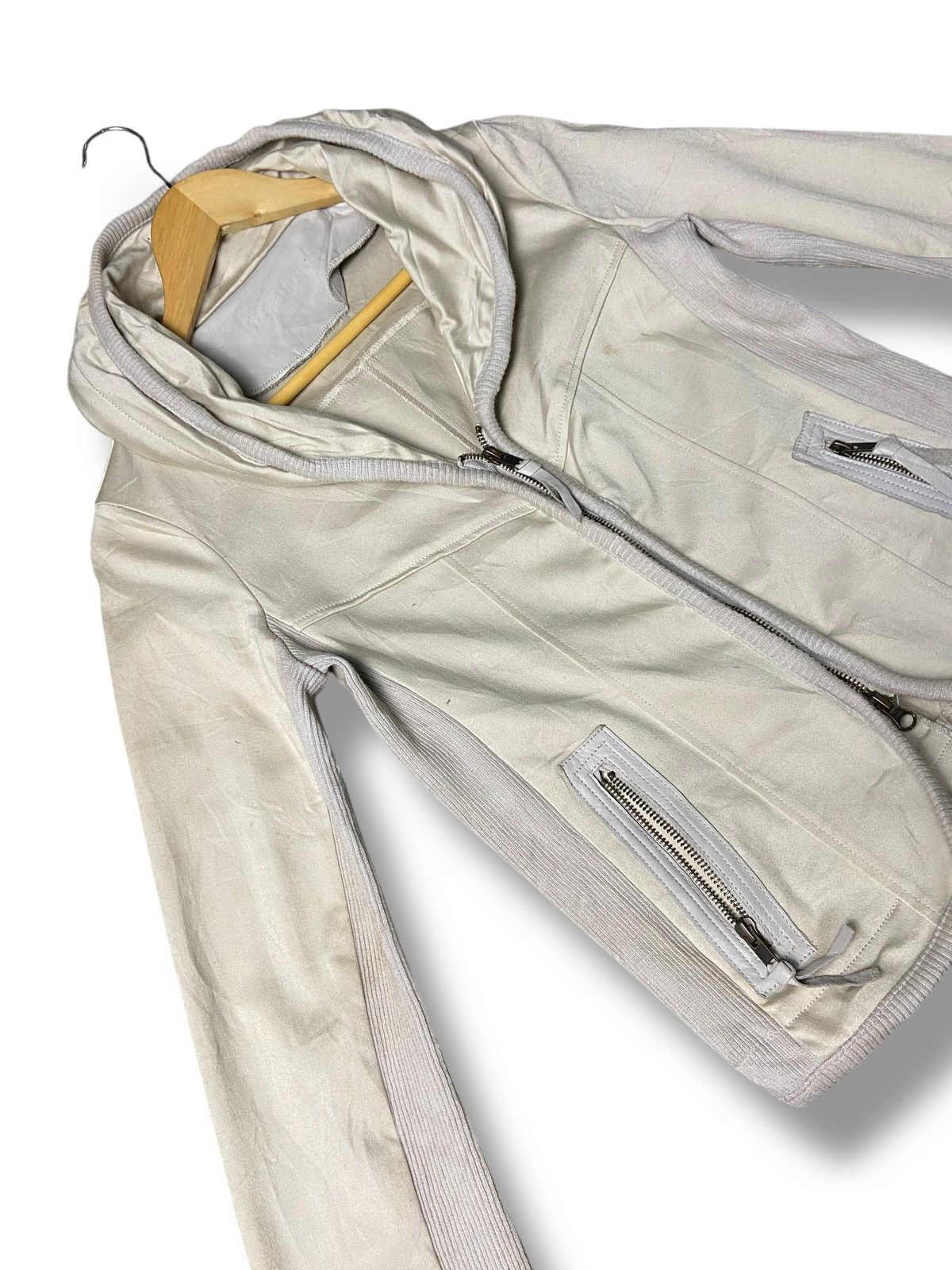 Japanese Brand B.R.U.S.H Canvas Leather Hidden Hooded Crop Jacket (142) Size US XXS / EU 40 - 5 Thumbnail