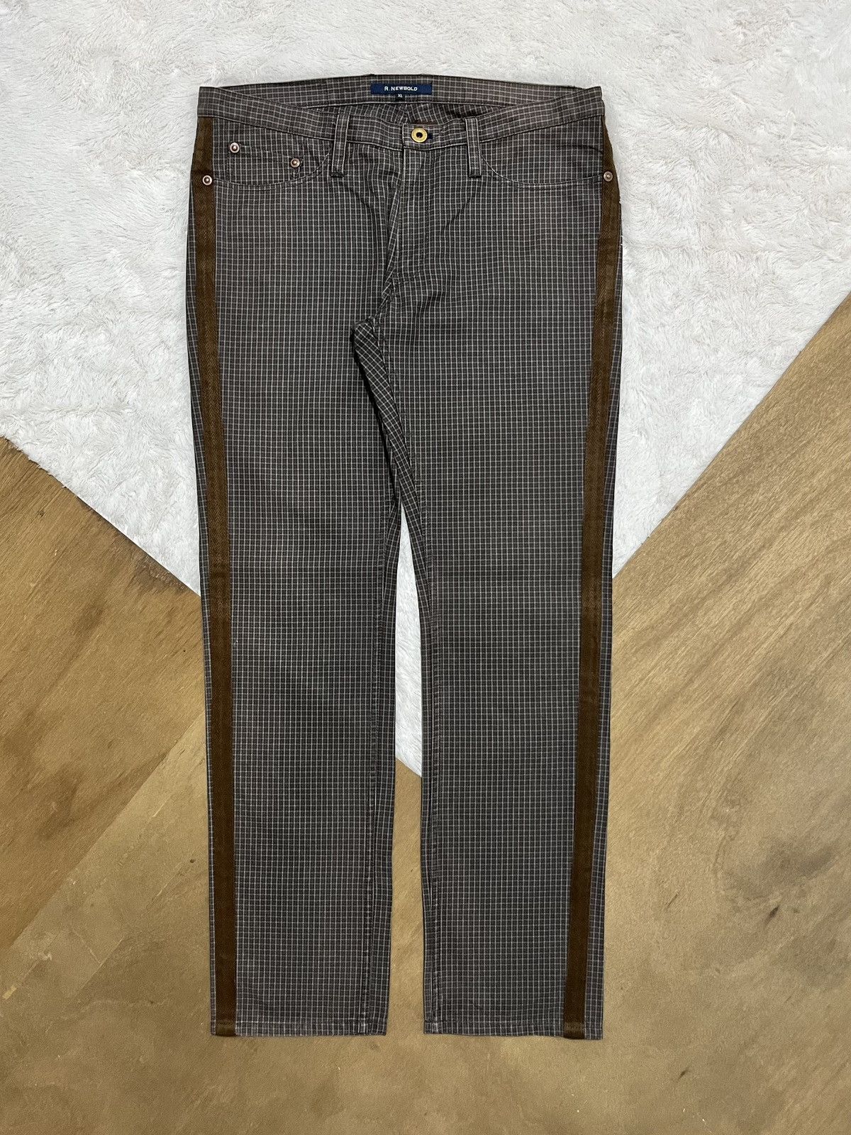 Other R Newbold Plaid Side Stripe Pants Brown Size 33 Rare Size US 33 - 1 Thumbnail