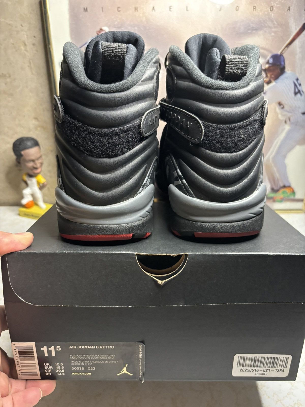Jordan Brand Air Jordan 8 Retro Bred Size US 11.5 / EU 44-45 - 7 Thumbnail