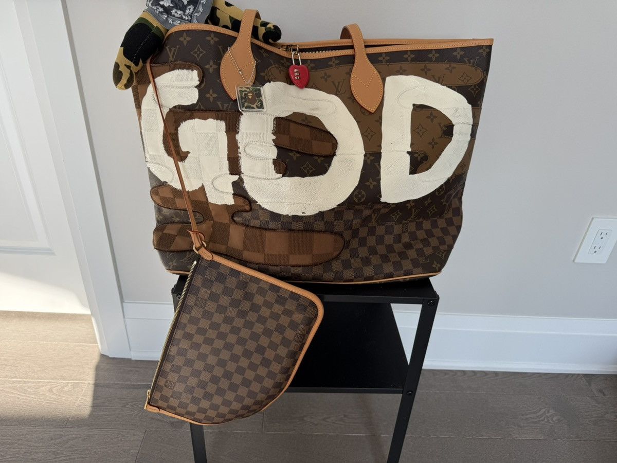 Louis Vuitton × Nigo Louis Vuitton x Nigo Nevereverfull Brown Custom Tote Bag Size ONE SIZE - 2 Thumbnail