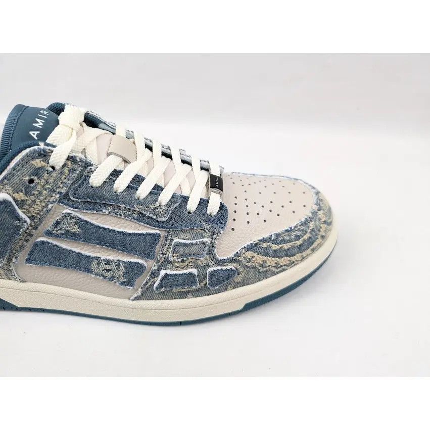 Amiri o1s1wg110325 Skel Low-Top Sneakers in Natural/Denim Size US 10 / EU 43 - 3 Thumbnail