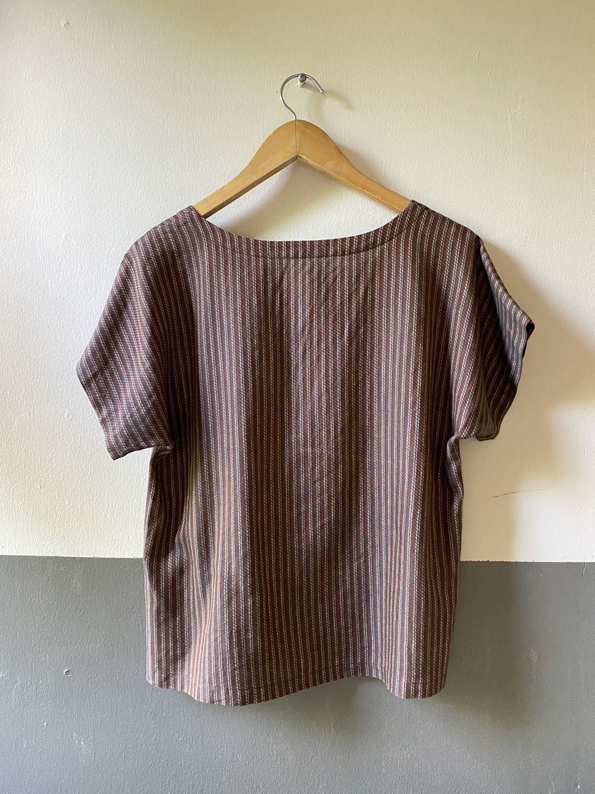 Calvin Klein Calvin Klein Brown Striped Button Top Size L / US 10 / IT 46 - 2 Thumbnail